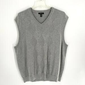 Van Heusen Mens Sweater Vest XL‎ Cotton Argyle Gray Academia